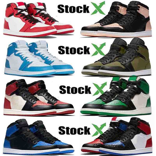 

wholesale jumpman unc 1 1s mens womens basketball shoes for sports olive canvas chicago crimson tint bred banned blue green trainers