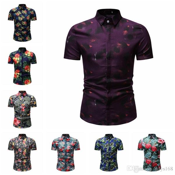 

new fashion personality men's wear man design luxury mens business shirt man leisure time short sleeve cardigan flower shirts made in c, White;black
