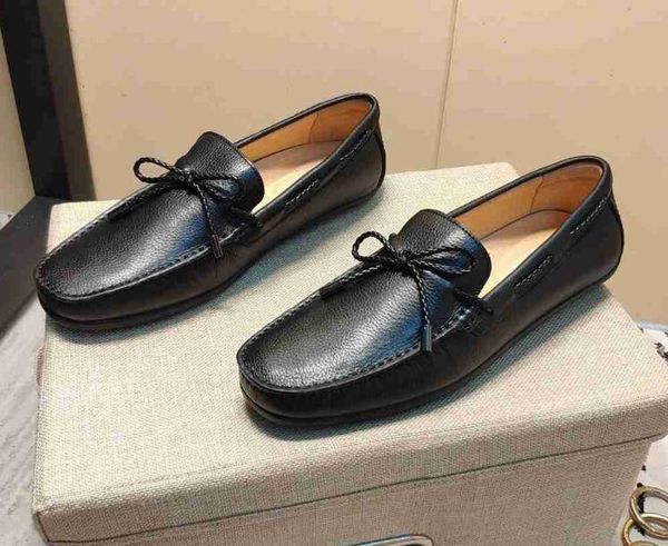 

original box] new style mens oxfords drive real leather casual leisure wedding shoes moccasin-gommino size 38-44, Black