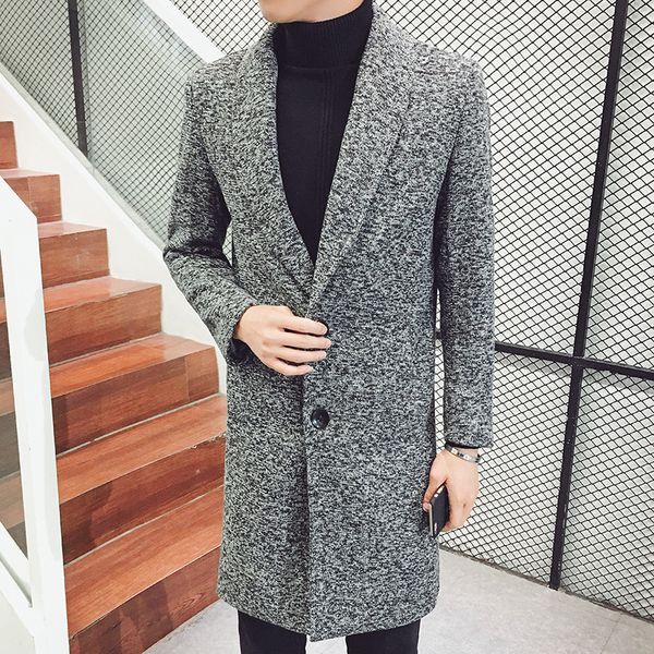 

autumn winter long trench men's slim korean style casual jacket men's new large size 5xl lapel trench coats, Tan;black