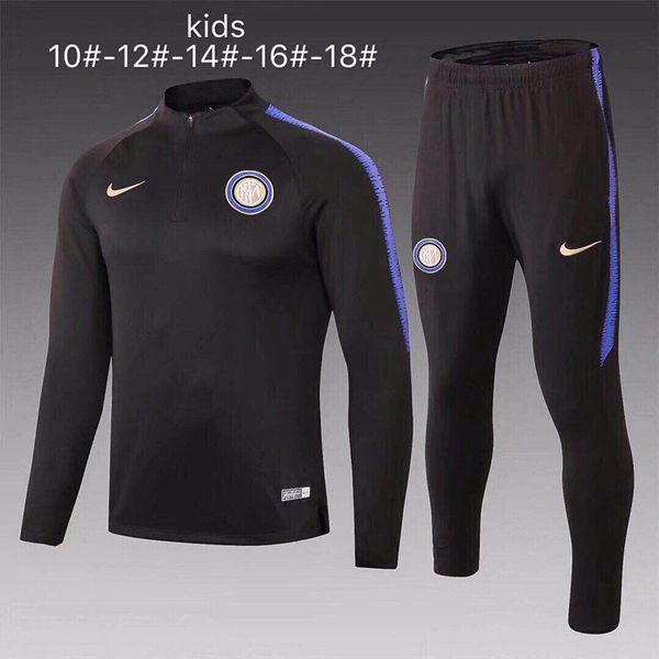 

19 20 inter milan real madrid ajax kids soccer tracksuit 2020 hazard football training tracksuit kids training suit jogging barcelona messi, Black