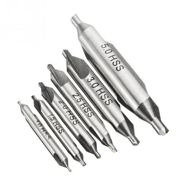 

6pcs 5/3/2.5/2/1.5/1mm 60 degree hss center drills bit countersink drill