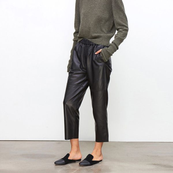 

2018 new fashion genuine sheep leather pants g12, Black;white