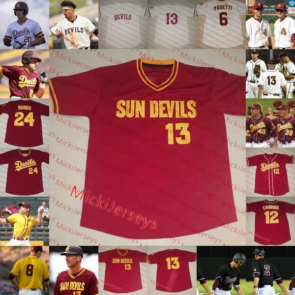 

Custom Arizona State Sun Devils baseball Jersey Alika Williams Dusty Garcia Alec Marsh Sam Ferri Sam Romero Chaz Montoya Colby Davis Jersey