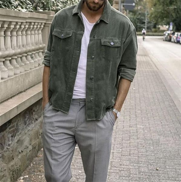 

designer jacket fashion corduroy single breasted jacket mens street style casual loose coat punk style mens, Black;brown