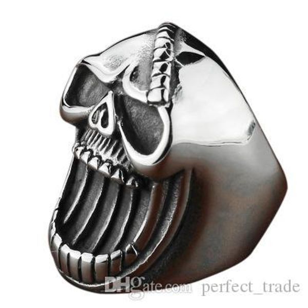 

creative skull rings skeleton designer rings scared face mens rings punk style jewelry bottle opener special offer, Golden;silver
