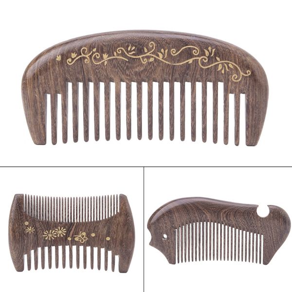 

красота деревянные природный сандал handmade широкий гребень зуба массаж гребень уход за волосами, Silver