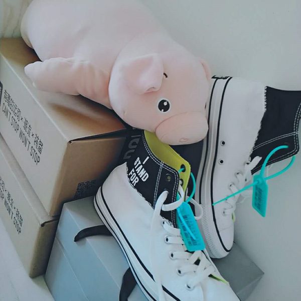 

2019 new arrive chucks high all stars black white yin yang splicing tearing colouring casual shoes men women fashion high-canvas sneaker