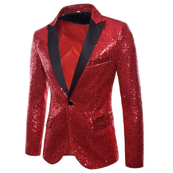 

red sequin men blazer stage performer formal host suit bridegroom tuxedos star suit coat male costume prom wedding groom outfit, Black