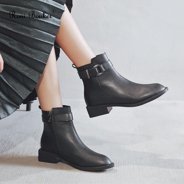 

roni bouker women's autumn winter shoe women artificial soft leather booties woman black short ankle boots warm lady shoes