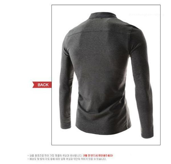 

color long sleeve fashion clothes slim comfortable tshirt mens designer casual polo shirt fashion stand collar solid, White;black