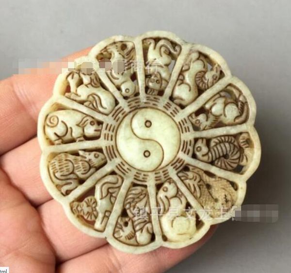 

jade miscellaneous pure natural antique old jade xinjiang snowflake jade old twelve zodiac antiques antique gossip brand, Silver