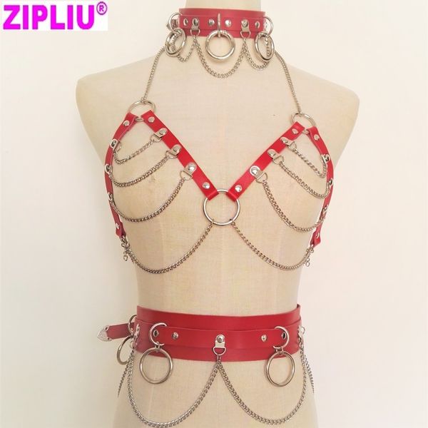 

new fashion harajuku handmade choker harness punk collar belt necklace spikes and chain torques club party two layers, Golden;silver