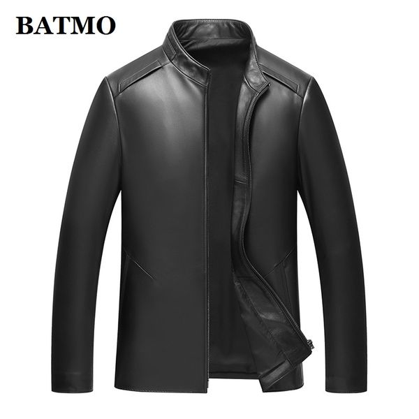 

batmo natural leather jackets men,men's slim real sheepskin jackets ,plus-size l-4xl 19034, Black
