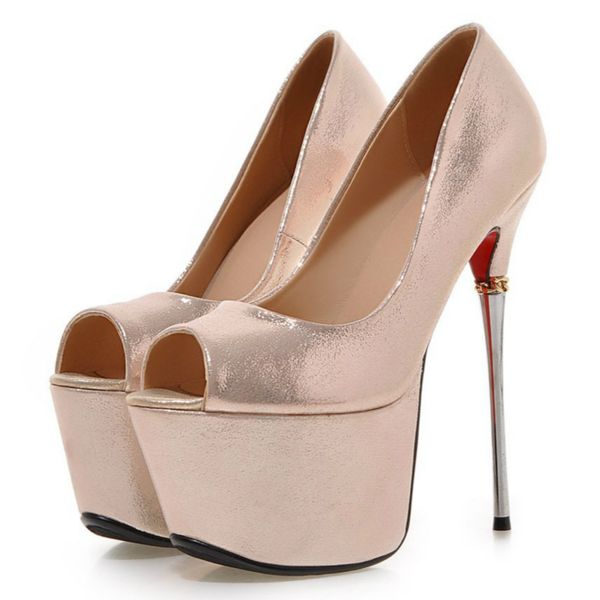 

16cm extreme high heels women shoes platform red pink women's heels shoes peep toe women pumps party stripper, Black