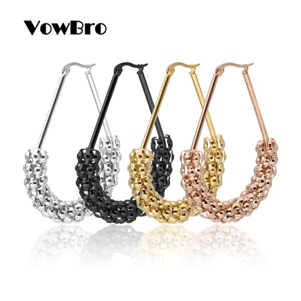 

vowbro twist corn chain hoop earrings fashion big circular personality gold round earring for woman girl, Golden;silver