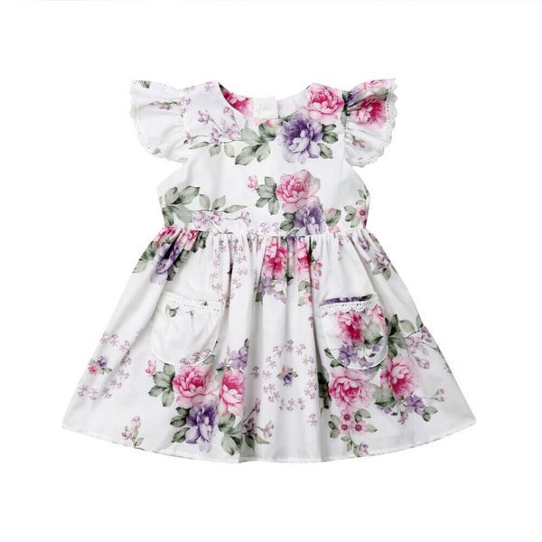 

pudcoco 2019 summer kids baby girls floral clothes lace princess party dress cute sundress 1-6y, Red;yellow