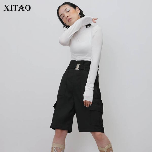 

xitao vintage sequin high waist pants women fashion new elegant 2019 winter black pocket elastic waist cargo pants dmy1768, Black;white