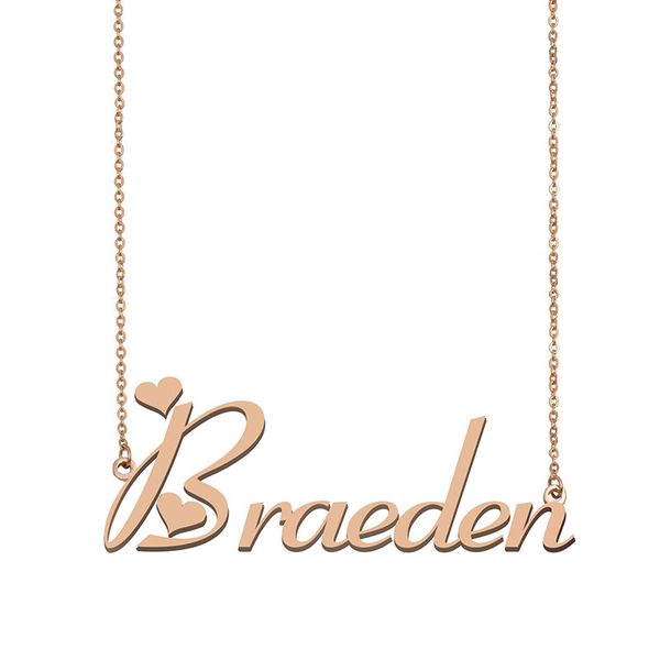 

breaden name necklace pendant for women girls birthday gift custom nameplate children friends jewelry 18k gold plated stainless steel, Silver