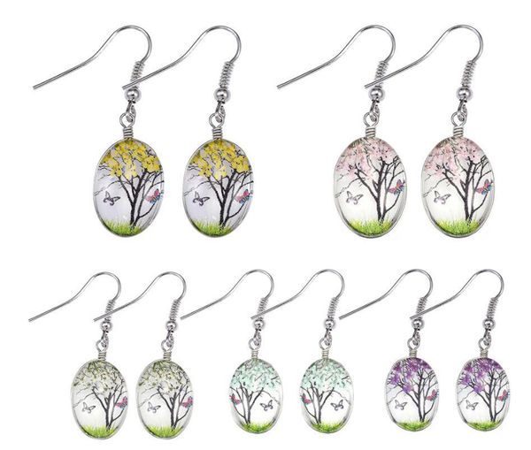 

exquisite earring women 5 colors plant dry flower dangle glass ball earring jewelry charm gift ing, Silver