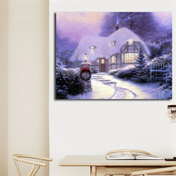 2019 Thomas Kinkade S Christmas Cottage Hd Wall Art Canvas Poster