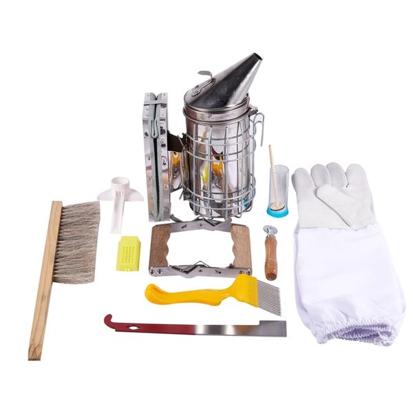 

1 set 10 in 1 metal beekeeping supplies tool kit beekeeping bee hive smoker kit beekeeping equipment tools apiculture accessorie