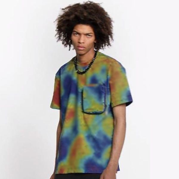 

20ss 3d printing colorful yellow blue tee t-shirt young fashion short sleeves summer high street crew neck t-shirt breathable cool hfhltx068, White;black