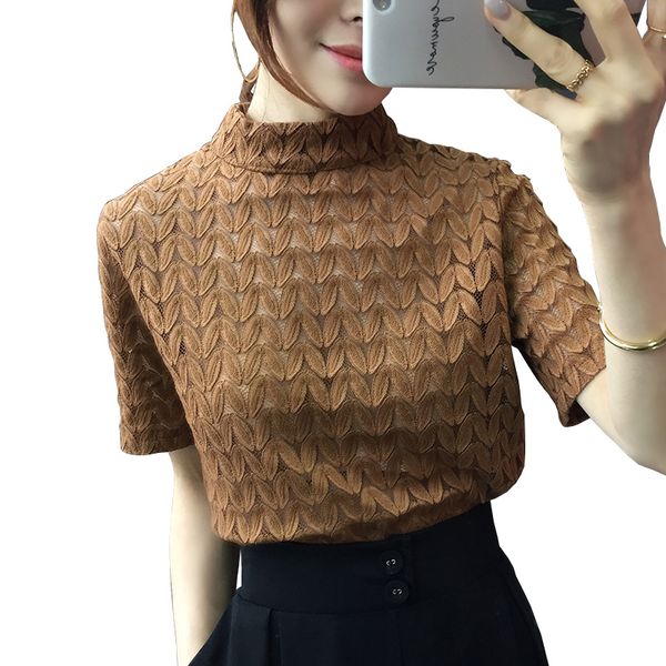 

summer blouse women 2020 mesh lace womens and blouses camisas mujer blusas bluzki damskie chemisier femme woman clothes, White