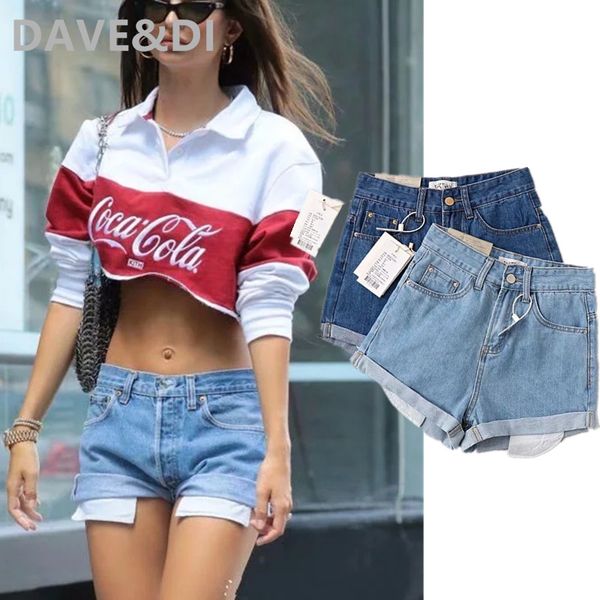 

women's shorts dave&di ins fashion blogger high street solid vintage washed show pockets loose mom denim women short feminino plus size, White;black