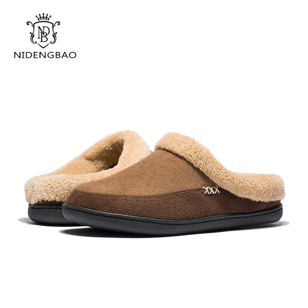 

warm cotton slippers men shoes bathroom indoor man winter fur shoes plush house flat footwear plus size 48 49 50, Blue;gray