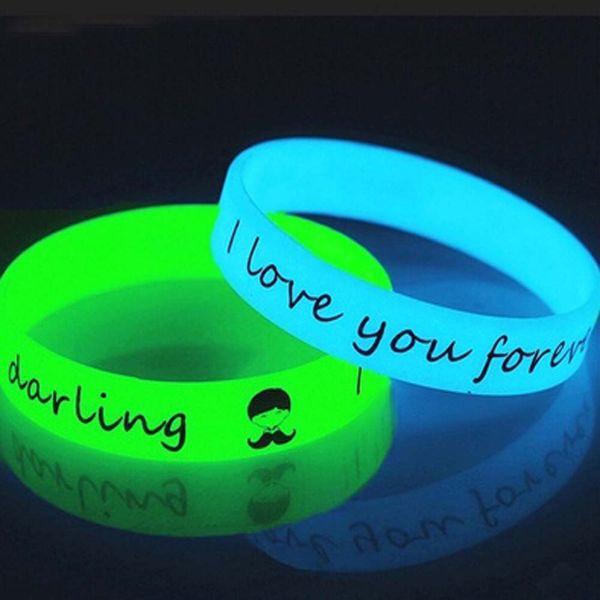 

5 colors luminous rubber sweat band men women shine bangles wristbands silicone bracelets glow in the dark new jewelry nice gift, Black