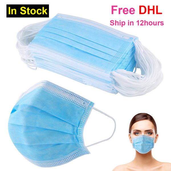 

disposable face mask 3 layer ear-loop dust mouth masks cover 3-ply dhl disposable dust mask soft breathable in stock