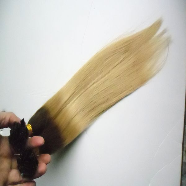 Ombre Keratin Fusion Nail Tip Hair Extensions 100s Two Tone Virgin