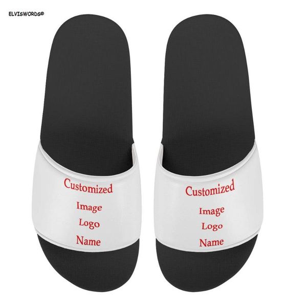 

elviswords custom image//text/name 3d summer women flip flops casual flats home sandals female outdoor pvc durable slippers, Black