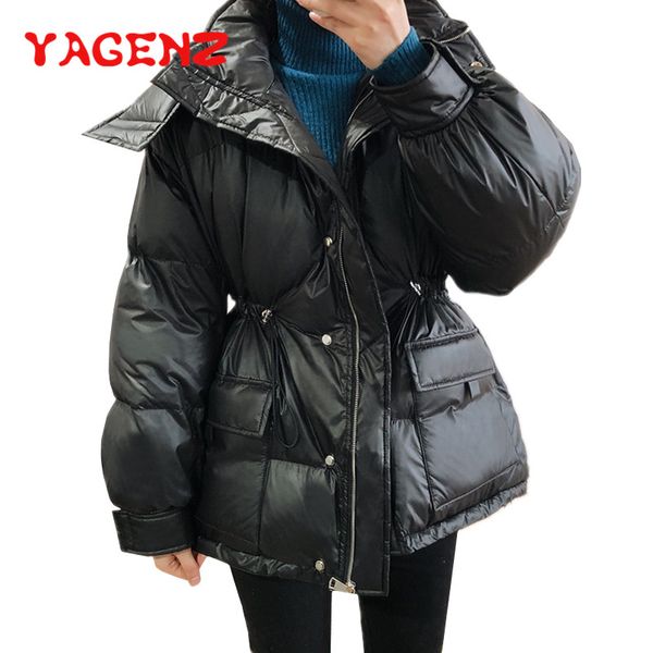 

yagenz women parkas jacket women clothing casual coats woman jackets parka hooded down cotton coat warm outerwear plus size 628, Black