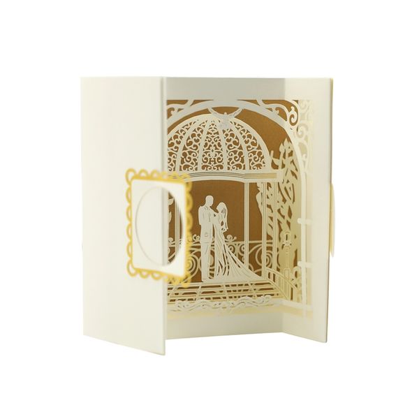 

10pcs sweety wedding invitation 3d laser cut paper cutting greeting pop up card custom postcards wishes gifts for lover