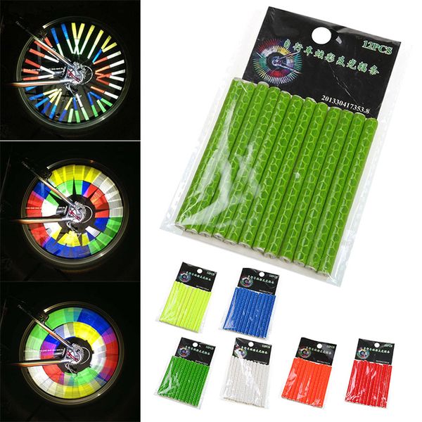 

2шт красочный велосипед светоотражающая полоса отражатель светоотражающая трубка клип спицы для велосипеда mtb радиус колеса h7jp