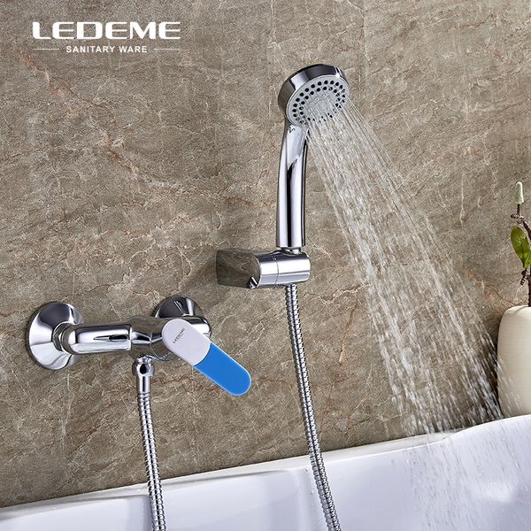 

ledeme bathroom bathtub faucet shower set brass body showers with 3-function spray handhead abs shower head l2053