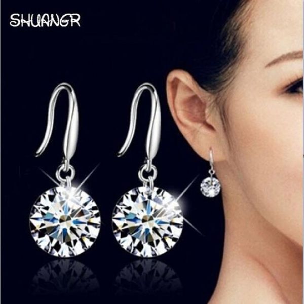 

shuangr silver plated crystal women earrings long earrings fashion drop earrings charming fashion jewelry