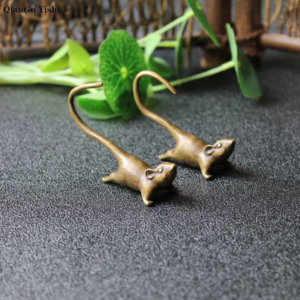 

ancient brass small pet ornaments jumping mouse long tail rat figurines lucky study desk living room copper home decoration, Silver