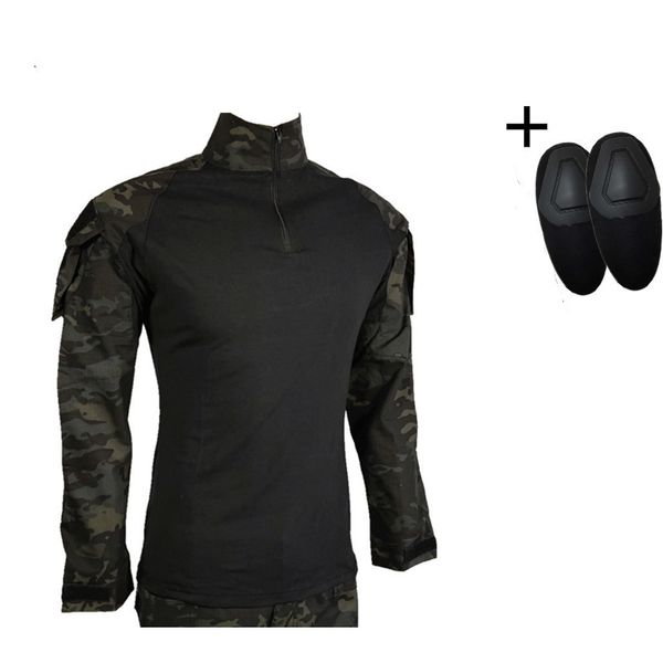 

male desert military uniform camouflage quick dry t shirts tactical combat shirt airsoft war game clothing shirt with elbow pads outdoor t-s, Gray;blue