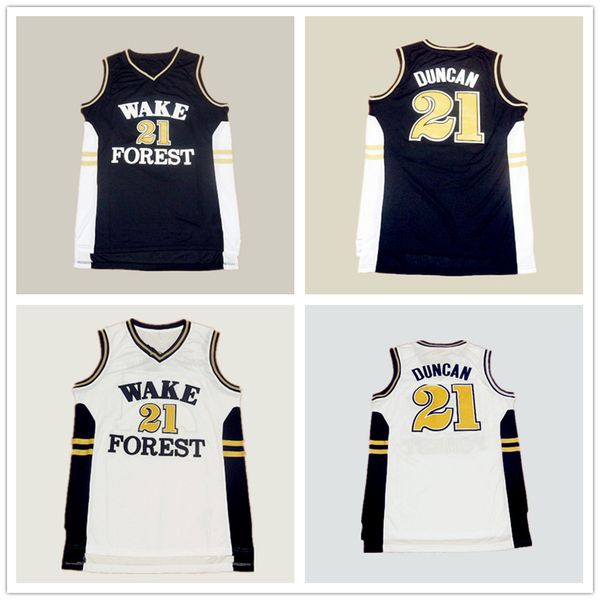 

ncaa men's wake forest demon deacons duncan #21 college basketball jersey black white fans tim 2019 new