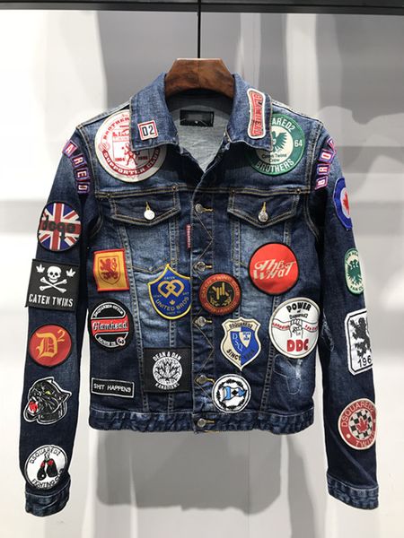 

Европейская и американская Неделя моды мужская джинсовая куртка новый причудлив