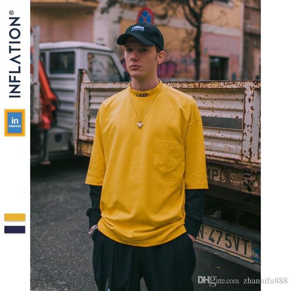 

inf мужчины футболка 2019 весна и лето повседневная мода рубашка письмо печати стенд воротник карман свободные хлопок стрейч мужской коротки, White;black