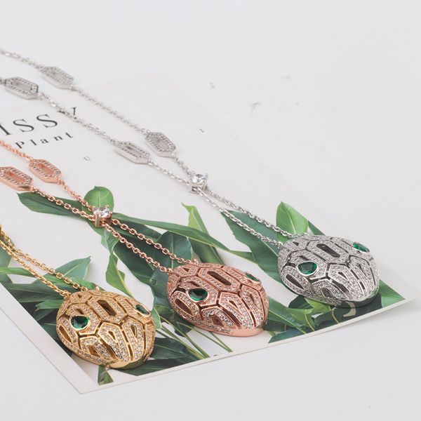 

snake head natural gem stone necklace women animal pendant necklaces, Silver
