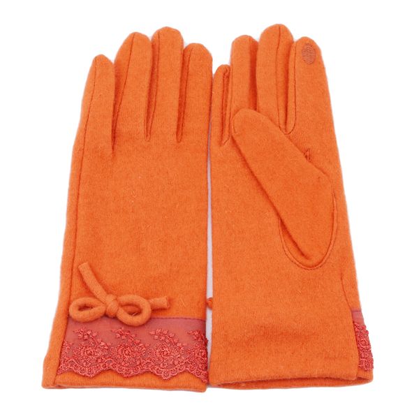 

2018 new fashion women autumn winter elegant lace stitching gloves winter warm cashmere cute bow wool women gloves high quality, Blue;gray