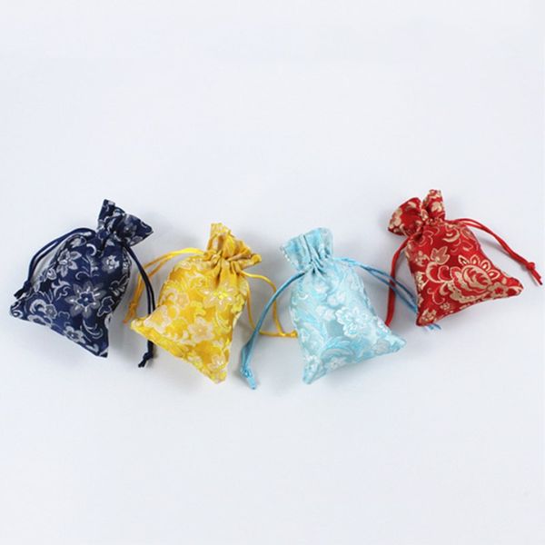 

blue and white porcelain drawstring jewelry pouches wedding party chinese style silk pouch lotus flower embroidered gifts bags, Pink;blue