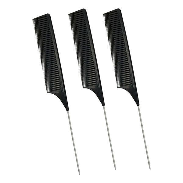

3x fine one-way weave highlighting foiling hair comb highlight combs brushes, Silver