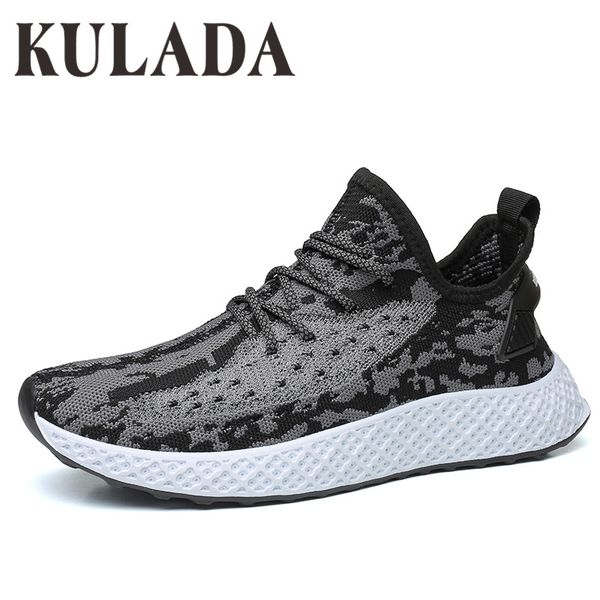 

kulada light running shoes comfortable casual men's sneaker breathable non-slip wear-resistant outdoor walking sports shoes soft, Black
