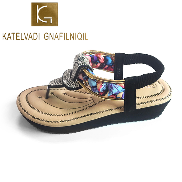 

katelvadi women sandals bohemia casual shoes beach summer girls flip flops gladiator fashion cute women flats sandals rld0016, Black